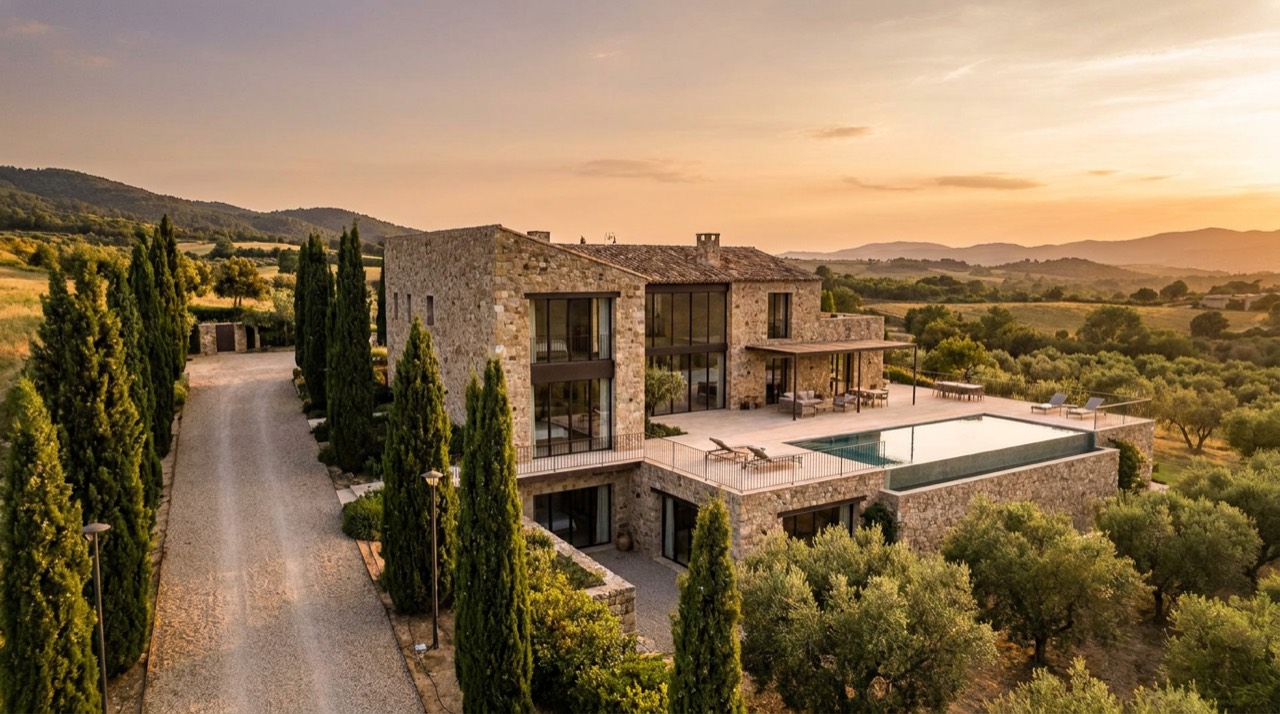 Vil·la de pedra a l'Empordà per al màrqueting immobiliari de propietats singulars