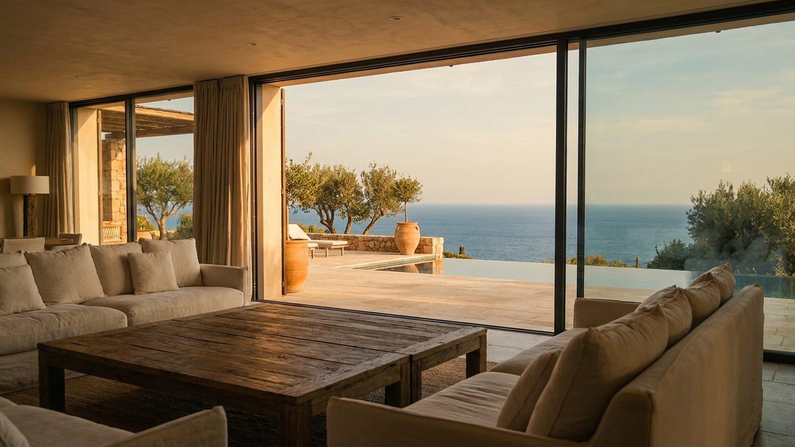 Reel inmobiliario de lujo grabado en una villa con vistas al mar